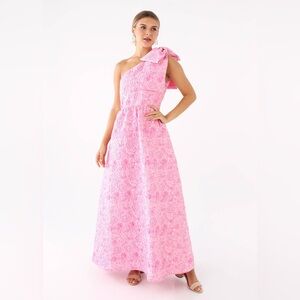 Abbey Glass Caroline Bubble Pink One Shoulder Formal Gown